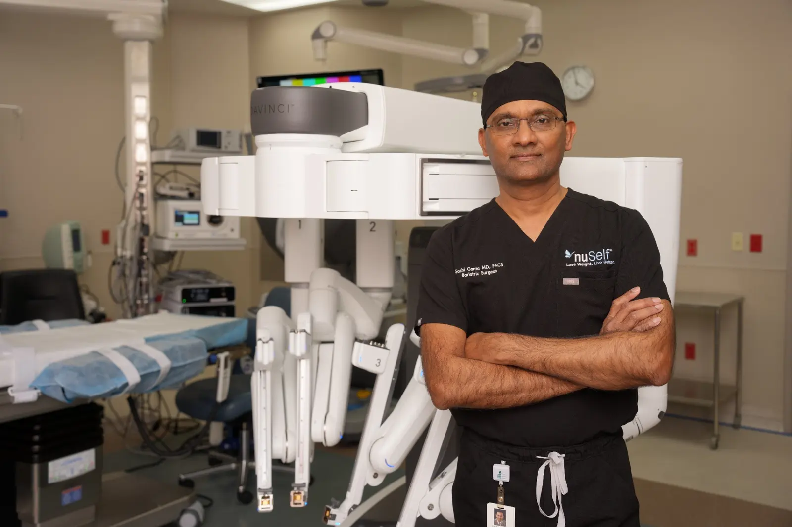 Dr. Sashidhar Ganta with minimally invasive surgical equipment